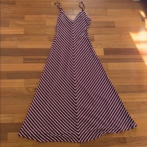 maroon & white striped maxi dress!